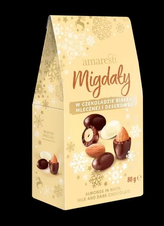 Eurohansa - Amaresti Migdały w Czekoladzie Białej, Mlecznej i Deserowej - Winter Special 80g