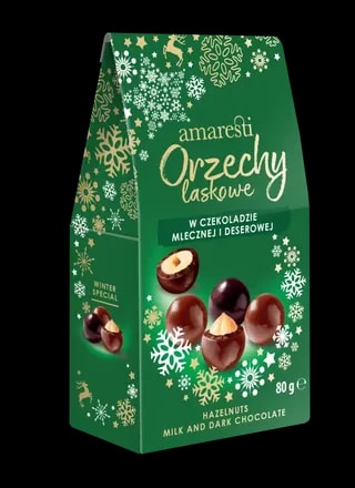 Eurohansa - Amaresti Orzechy Laskowe w Czekoladzie Mlecznej i Deserowej - Winter Special 80g