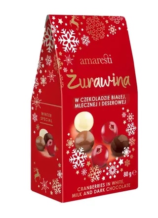 Eurohansa - Amaresti Żurawina w Czekoladzie Białej, Mlecznej i Deserowej - Winter Special 80g