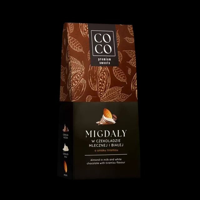 Eurohansa - COCO Premium Sweets MIGDAŁY w Czekoladzie Mlecznej i Białej o Smaku Tiramisu - 100g
