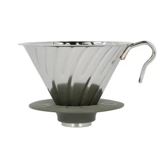 Hario metalowy Drip V60-02 Outdoor srebrny z silikonową podstawką