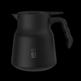 Izolowany stalowy serwer do kawy Hario V60-03 PLUS w kolorze czarnym, o pojemności 800 ml. Idealny do serwowania kawy speciality, utrzymuje ciepło napoju przez dłuższy czas dzięki podwójnym ściankom ze stali nierdzewnej. Stylowy i funkcjonalny, doskonały wybór do profesjonalnych kawiarni oraz domowych baristów.