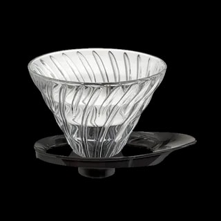 Hario V60-02 dripper do parzenia kawy, szklany i czarny