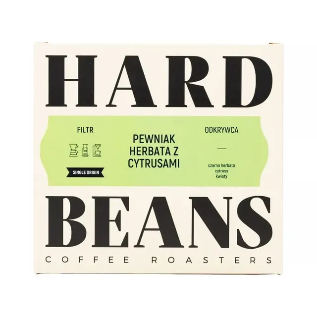 Opakowanie herbaty z cytrusami od Hard Beans, idealne dla miłośników orzeźwiających smaków. Zawiera czarną herbatę wzbogaconą nutami cytrusowymi i kwiatowymi, doskonałe do przygotowania aromatycznego naparu.