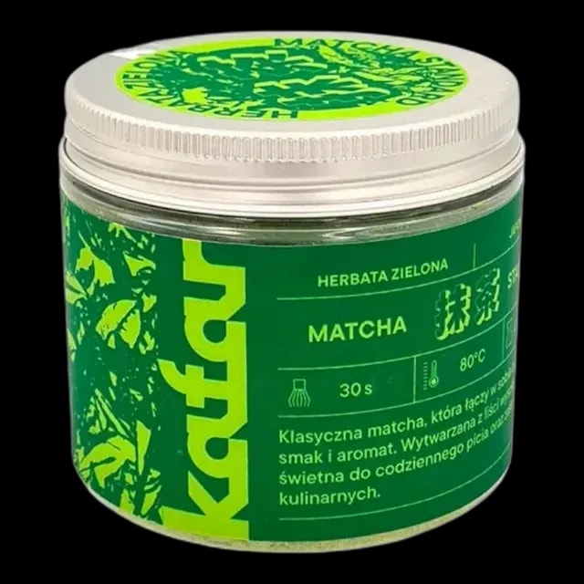 Kafar Matcha Standard - wysokiej jakości zielona herbata w proszku, w opakowaniu 50g. Bogata w antyoksydanty, idealna do codziennego picia i zastosowań kulinarnych. Energetyzujący smak i aromat.