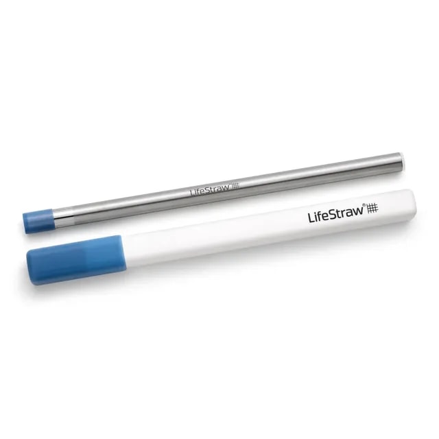 LifeStraw SIP Stormy Blue – stalowa słomka filtrująca z silikonową końcówką i etui, idealna do napojów w domu i w podróży