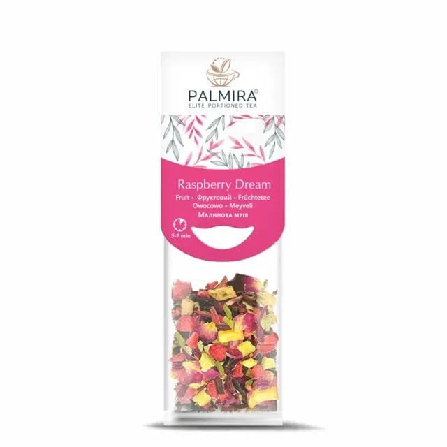 Opakowanie herbaty owocowej Raspberry Dream o pojemności 50g, zawierające suszone owoce i kwiaty. Idealny wybór dla miłośników słodkich naparów, zapewniających wyjątkowy smak i aromat w każdej filiżance.