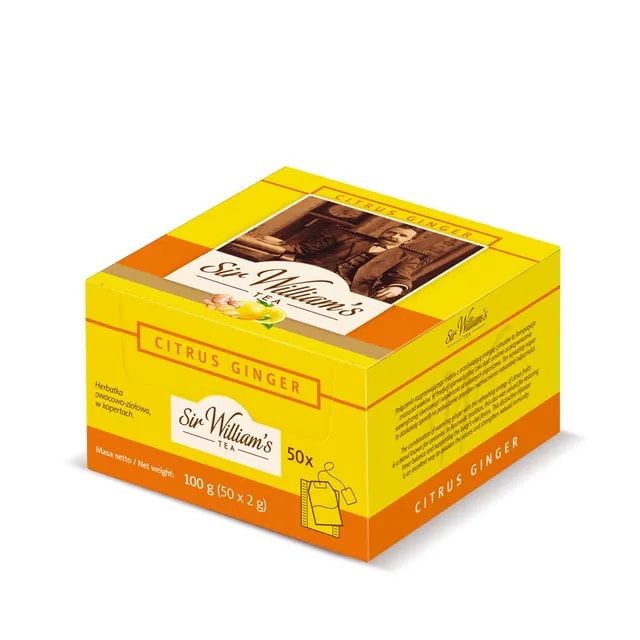 Owocowo-ziołowa Herbata Sir William's Tea Citrus Ginger 50 Saszetek