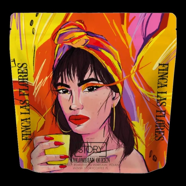 Torba kawy ziarnistej STORY COFFEE COLOMBIA LAS FLORES 250g z ilustracją kobiety