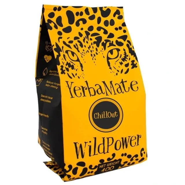 Opakowanie yerba mate ChillOut WildPower o wadze 400g. Idealny wybór dla miłośników herbaty, oferujący naturalne właściwości pobudzające oraz relaksujące.