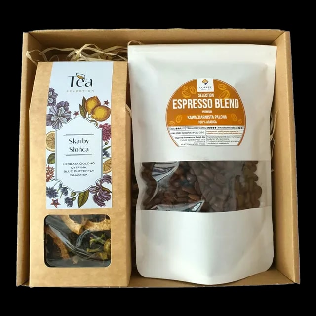 Zestaw prezentowy: Herbata Skarby Słońca i kawa Espresso Blend