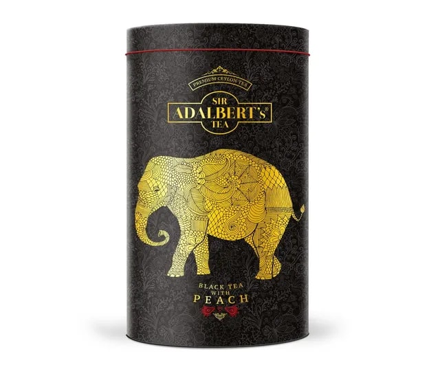 ADALBERT'S BLACK TEA WITH PEACH LIŚCIASTA 100G PUSZKA