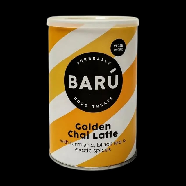 Opakowanie napoju BARÚ Golden Chai Latte 250 g z kurkumą, czarną herbatą i egzotycznymi przyprawami – wegańska propozycja dostępna w sklepie z kawą Coffee Selection.