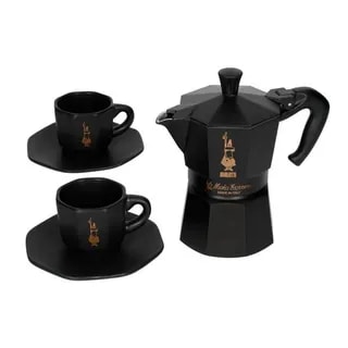 Bialetti Zestaw Moka Express 3tz Czarna + 2 filiżanki do espresso ze spodkami
