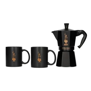 Bialetti - Zestaw Moka Express 6tz Czarna + 2 Kubki
