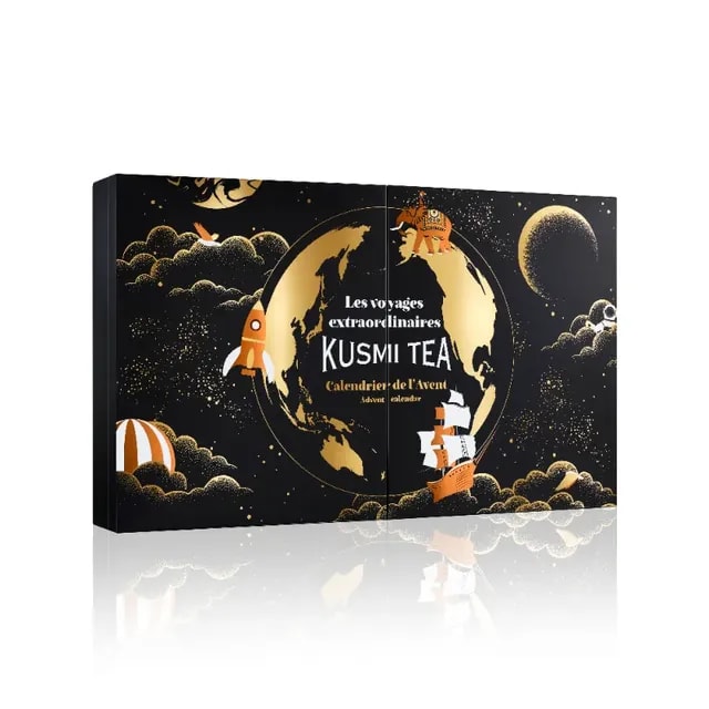 Szukasz wyjątkowego kalendarza adwentowego? Kalendarz Kusmi Tea "Les voyages extraordinaires" łączy w sobie unikalne smaki herbaty oraz wspaniałą grafikę, idealny na świąteczny prezent dla miłośników herbaty.